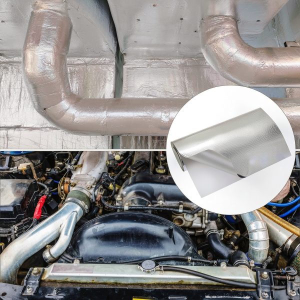 QWORK Exhaust Heat Shield Aluminum Fiberglass Insulation 12x48 High-6